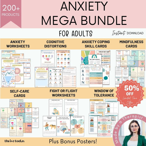 Anxiety Worksheets Mega Bundle — CBT & DBT Tools