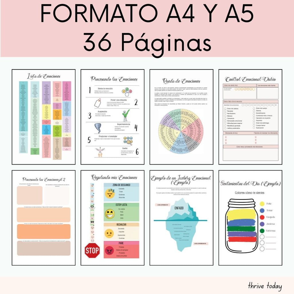 Emotions diary in Spanish — CBT emotion tracking worksheets for Spanish-speaking clients
