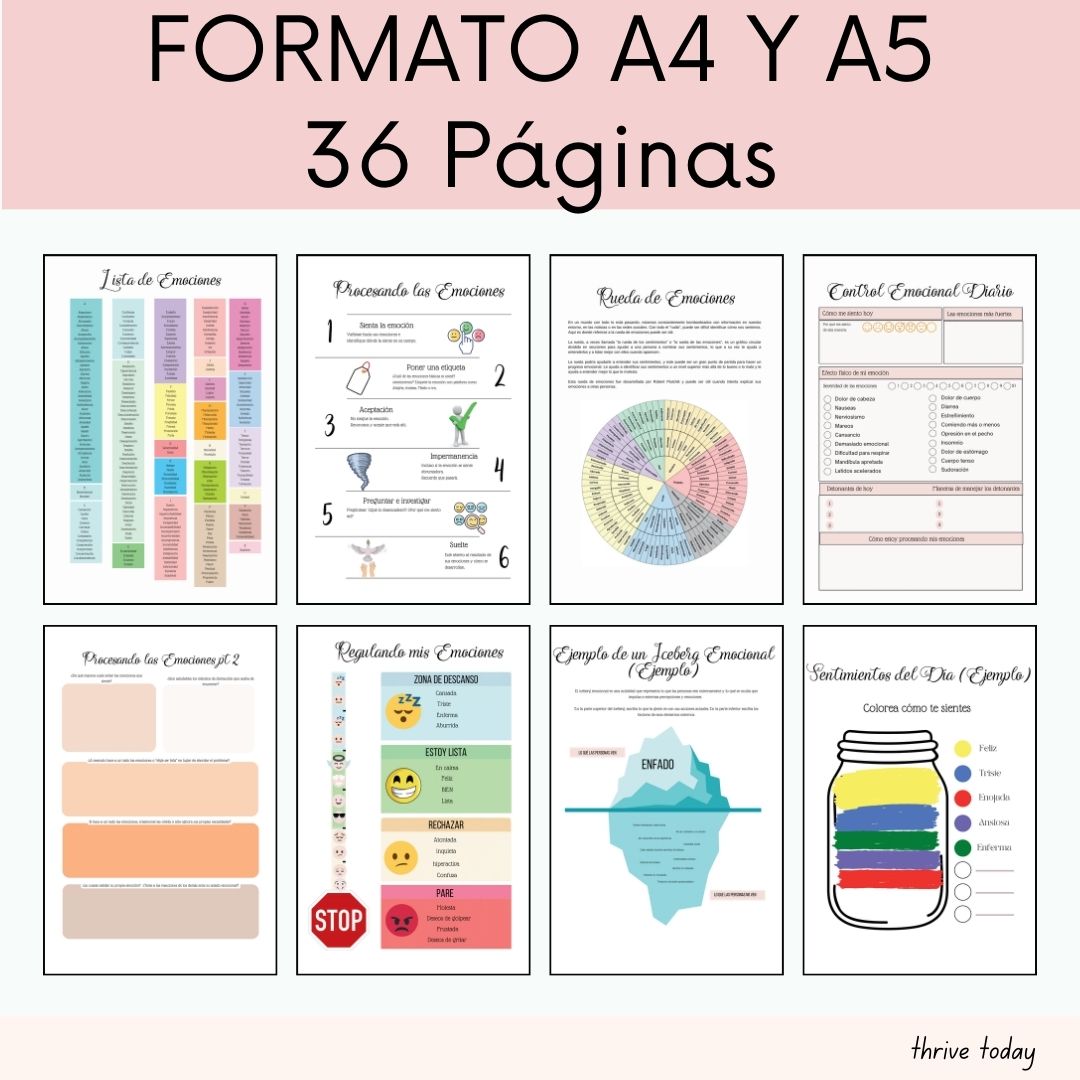 Emotions diary in Spanish — CBT emotion tracking worksheets for Spanish-speaking clients