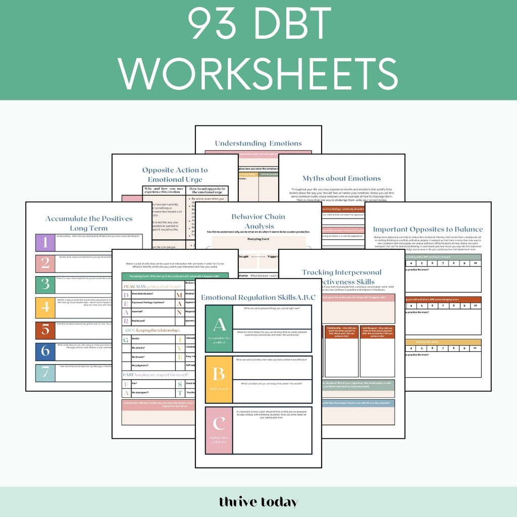 DBT distress tolerance worksheets — printable therapy tools for therapists