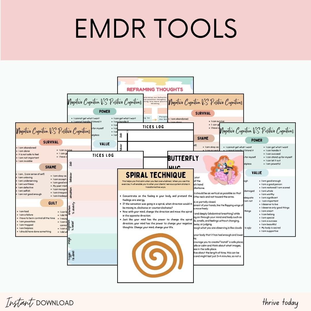 EMDR therapy printable worksheets — trauma-informed tools for counselors