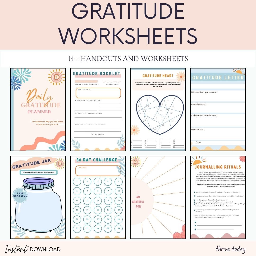 Gratitude Worksheets Thrive Today