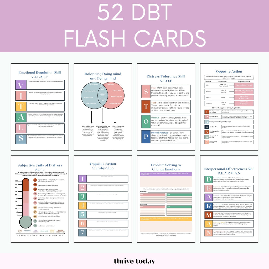 DBT worksheet bundle preview — 300+ pages of DBT resources for therapists