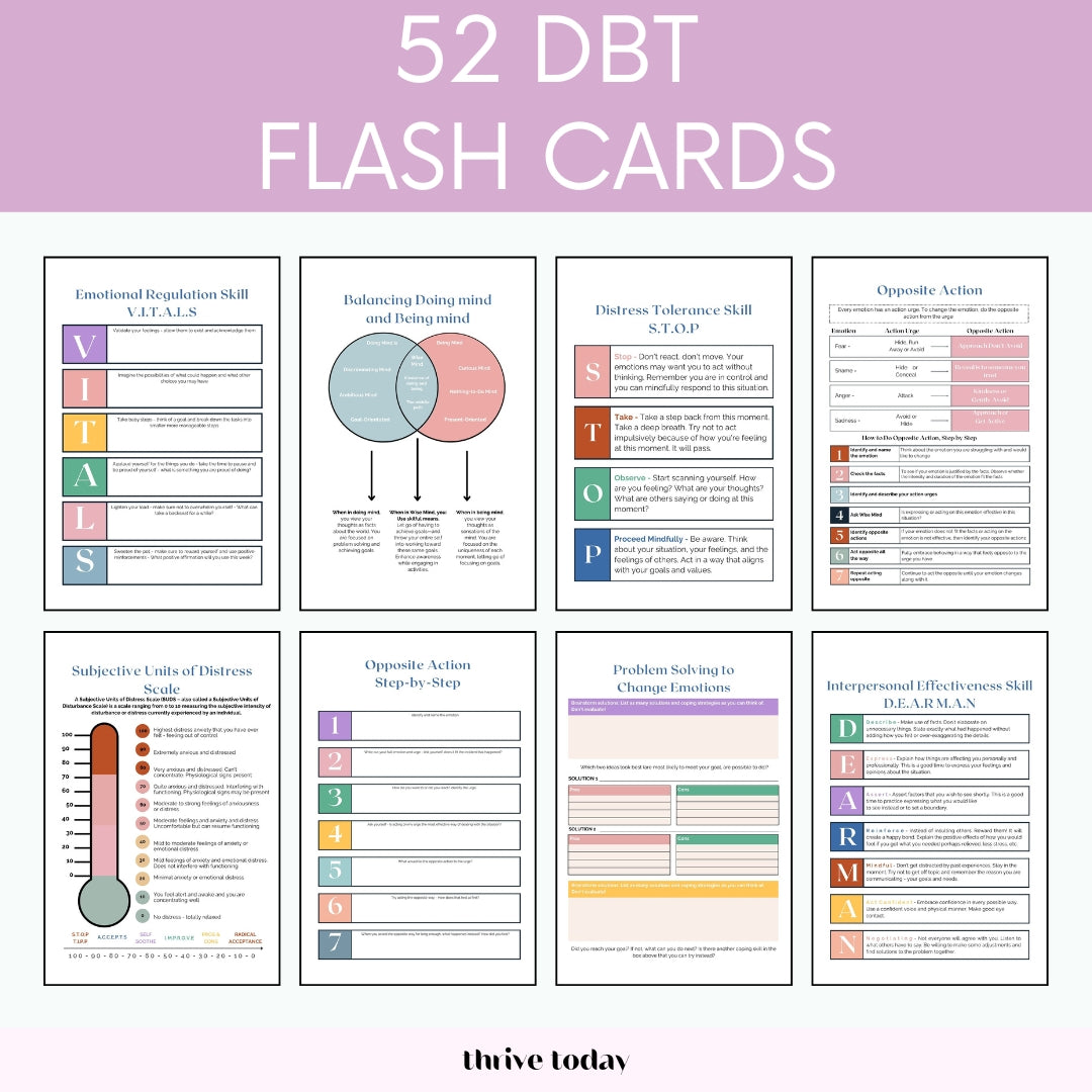 DBT worksheet bundle preview — 300+ pages of DBT resources for therapists