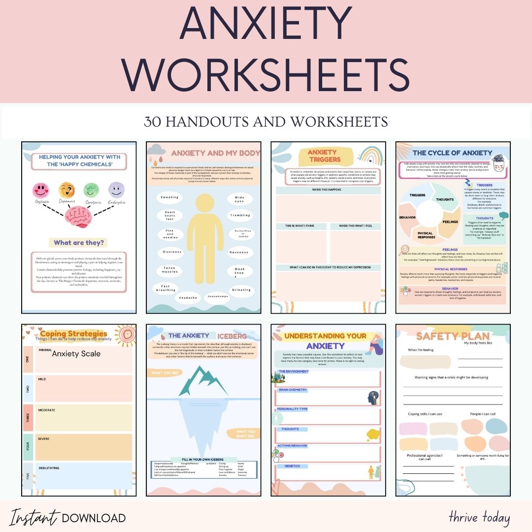 Anxiety Worksheets Thrive Today